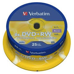 Verbatim DVD+RW 4,7 GB 4x – Cake 25 | DVDi.fr