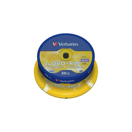 Verbatim DVD+RW 4,7 GB 4x – Cake 25 | DVDi.fr