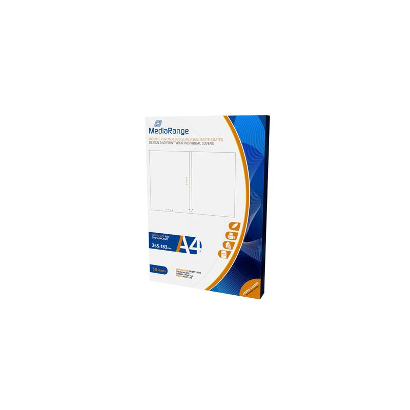 MediaRange Papel imprimível para capas de DVD 7mm, pack 50 folhas