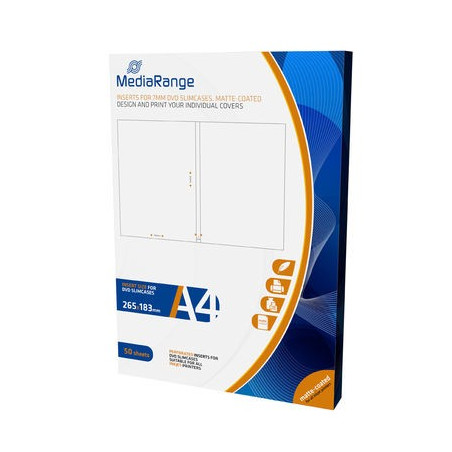MediaRange Papel imprimível para capas de DVD 7mm, pack 50 folhas