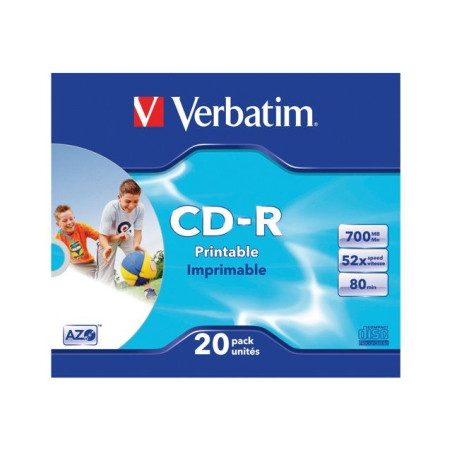 Verbatim CD-R AZO 700MB/52x stampabile, custodia slim pack 20