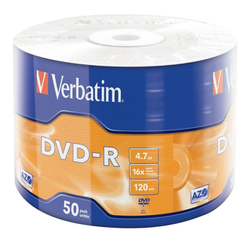 Verbatim DVD-R AZO 4,7GB 16X superficie plata mate Shrink 50
