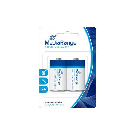 MediaRange Premium Pilhas Alkaline, Baby C|LR14|1.5V, Pack 2