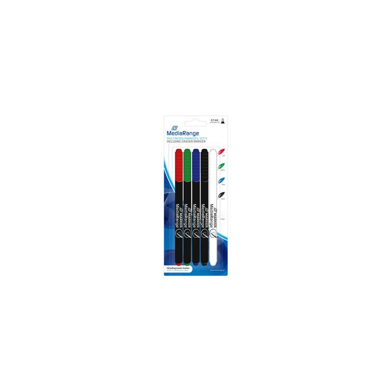 Pennarelli per CD/DVD/Bluray con cancellino, pack 5