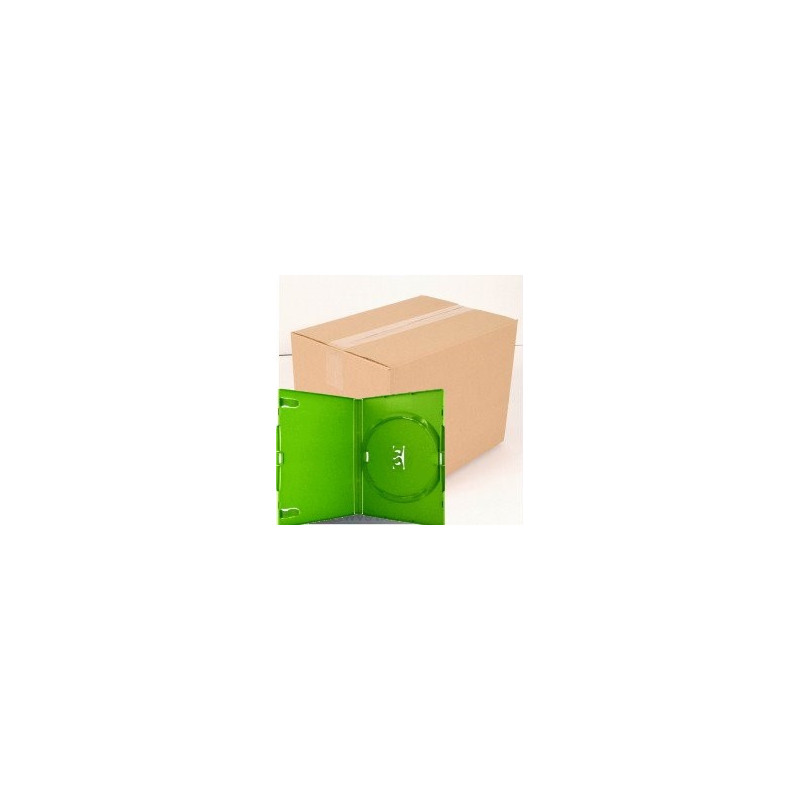 Pack 50 Amaray 14mm caixa DVD para 1 disco com clips, verde brilhante