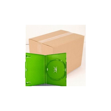 Pack 50 Amaray 14mm custodia DVD per 1 disco con clip, verde lucido