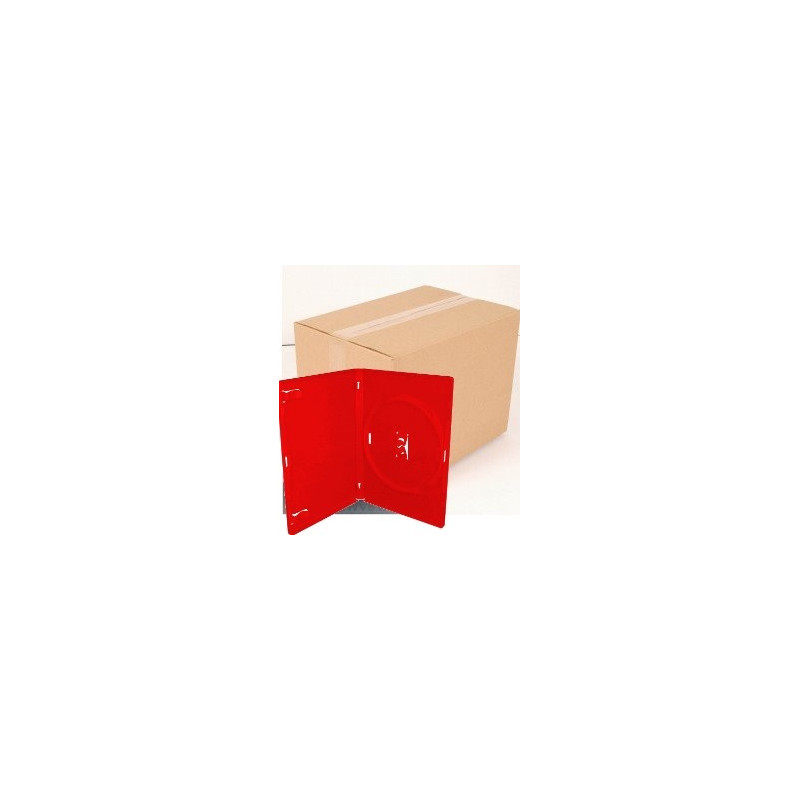 Pack 50 Amaray 14mm caja DVD para 1 disco con clips, roja