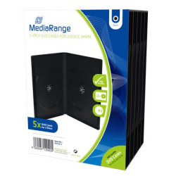 Pack 5 MediaRange DVD Case for 2 disc, 14mm, black