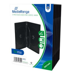 Pack 5 MediaRange Capa DVD para 1 disco, 14mm, Preta