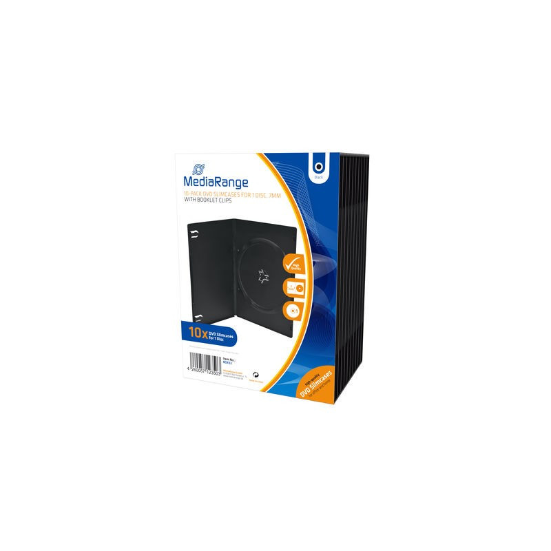 Pack 10 MediaRange DVD Slimcase for 1 disc, 7mm, black