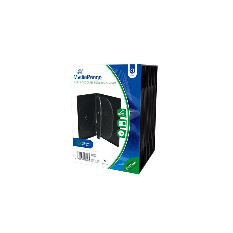 Pack 5 MediaRange DVD-Hülle für 6 Discs, 22mm, Schwarz