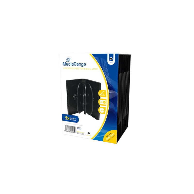 Pack 3 MediaRange boîtier DVD pour 8 disques, 27mm, noir
