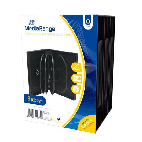 Pack 3 MediaRange Capa DVD para 8 discos, 27mm, Preta