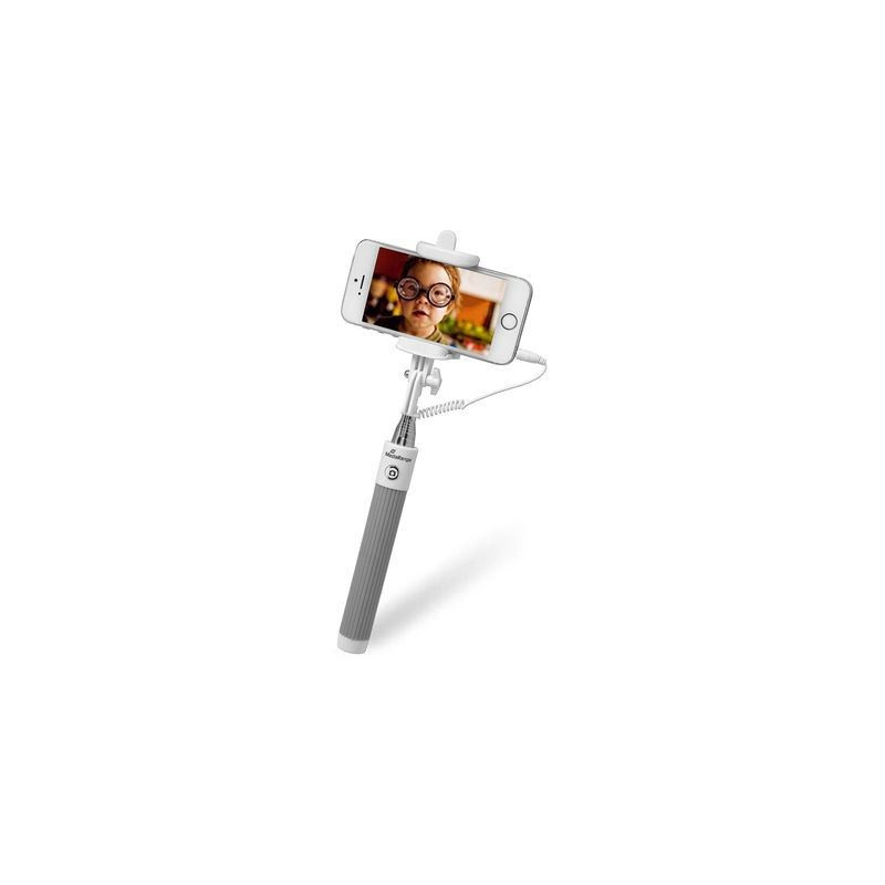 MediaRange Universal Selfie-Stick para Smartphones, com cable, blanco/gris