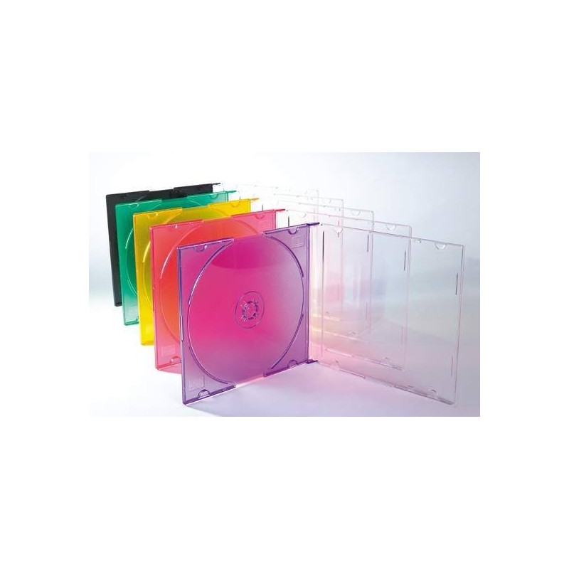 MediaRange Boîtier CD soft Slimcase pour 1 disque, 5mm, couleurs assorties, pack 20