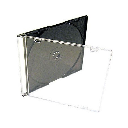 Pack 50 - alta qualità - 5,2mm, custodia CD Slimcase per 1 disco, per confezionamento automatico, vassoio nero