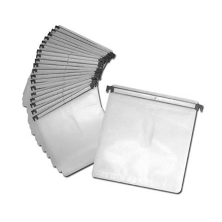 Bolsas com barra plástica para malas DJ, para 2 discos, brancas, pack 20