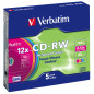 Verbatim CD-RW Serl 700MB 12X superfície colorida Slimcase pack 5