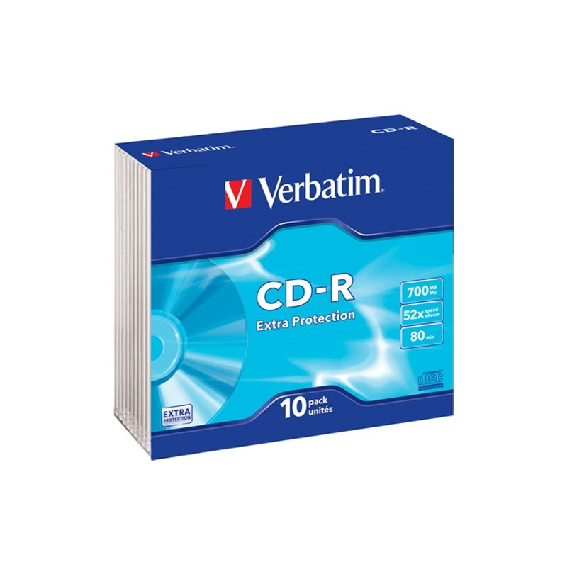 Verbatim CD-R 700MB 52X Superficie extra protezione Slimcase pack 10
