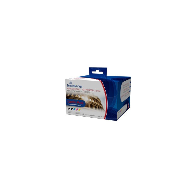 MediaRange Tintenpatronen für Canon® PGI-525 und CLI-526 Serie, mit Chip, 5er-Set