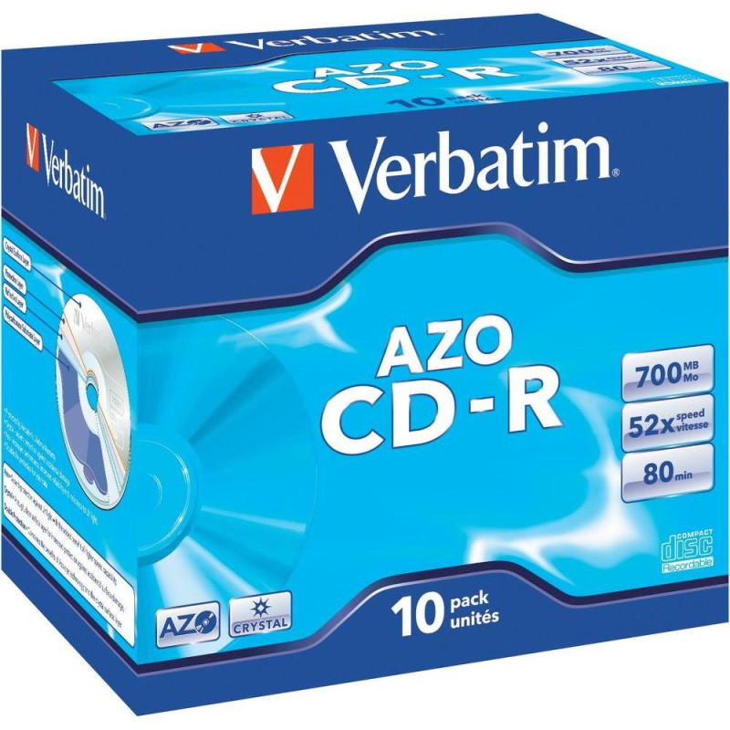 Verbatim CD-R AZO 700 Mo 52X Crystal Surface Jewelcase 10,4mm pack 10