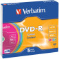 Verbatim DVD-R AZO 4,7GB 16X superficie colorata Slimcase pack 5