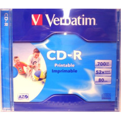 Verbatim CD-R 52x FF Printable AZO  Jewelcase, ID Branded - 10 uds