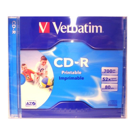 Verbatim CD-R 52x FF Printable AZO Jewelcase, ID Branded - 10 pcs