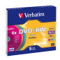 Verbatim DVD+RW Serl 4.7GB 4X superfície colorida Slimcase pack 5