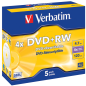 Verbatim DVD+RW SERL 4.7GB 4X MATT SILVER SURFACE Jewelcase Pack 5