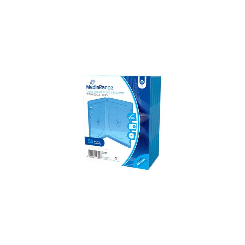 MediaRange Boîtier BD pour 2 disques, 11mm, bleu, pack 5