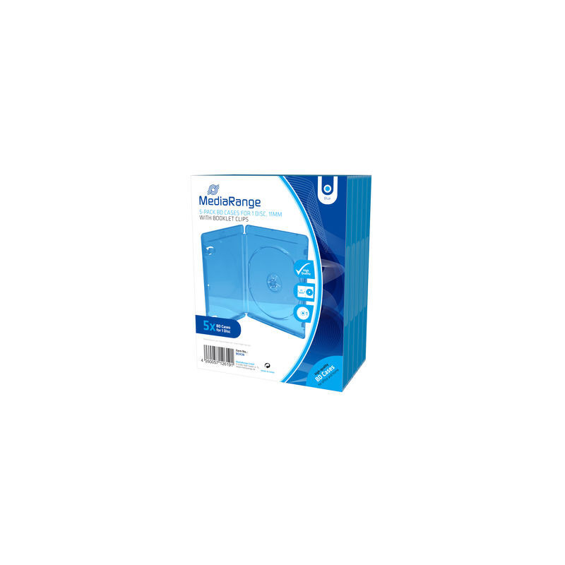 MediaRange Custodia BD per 1 disco, 11mm, blu, pack 5