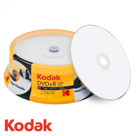 Kodak DVD+R 4,7 Go 16x imprimable – Spindle 25 | DVDi.fr