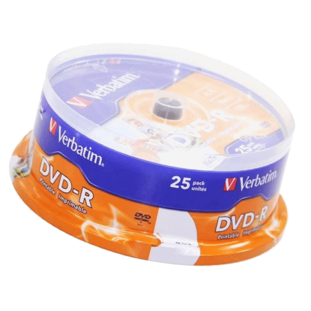 Verbatim DVD-R 4,7 Go 16x imprimable – Spindle 25 | DVDi.fr