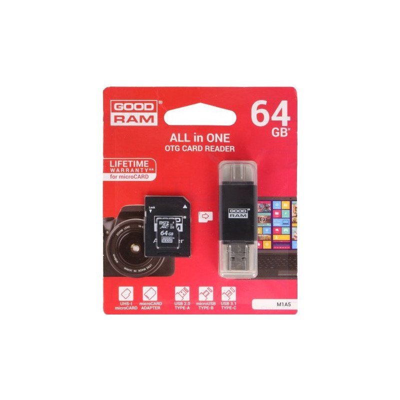 Micro SDHC Goodram 64GB CLASS10 UHS + Adaptador + Pen Type C