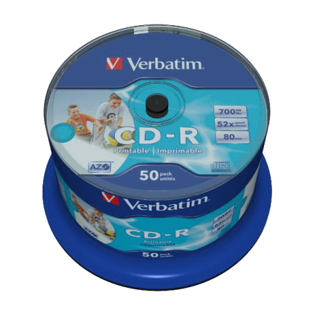 Verbatim CD-R AZO 700MB 52X WIDE PRINTABLE SURFACE ID BRANDED Cake 50