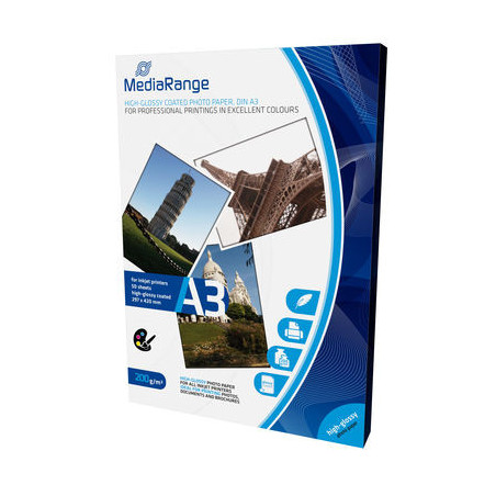 MediaRange Papel Foto Din A3 Alto Brillo Pack 50 uds