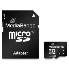 MediaRange microSDHC memory card, Class 10, with SD adapter, 32GB