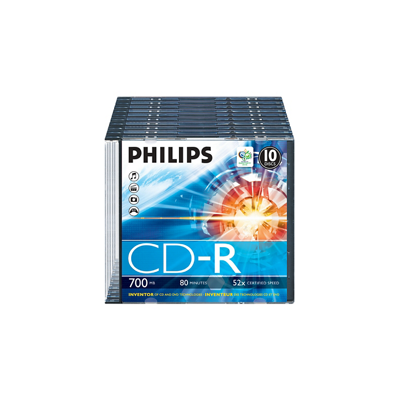 Philips CD-R 80min 700MB 52x Custodia slim (10 pz.)