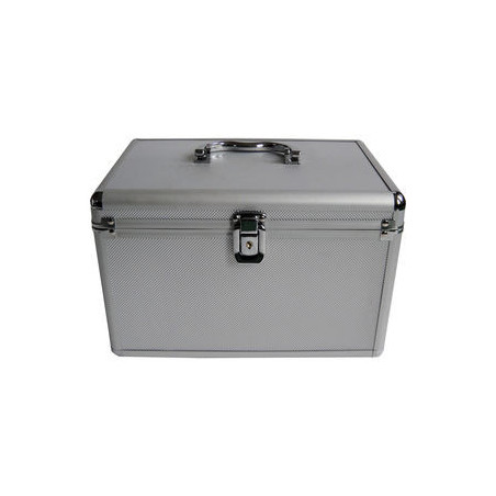 MediaRange Media storage case for 200 discs, aluminum look, with hanging sleeves, silver