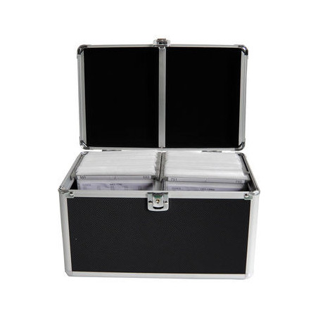 MediaRange Media storage case for 300 discs, aluminum look, with hanging sleeves, silver