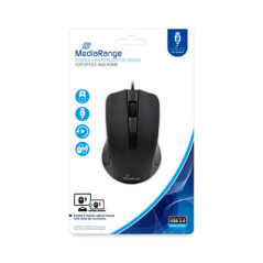 Mouse de 3 botões com fio MediaRange, com sensor óptico, preto