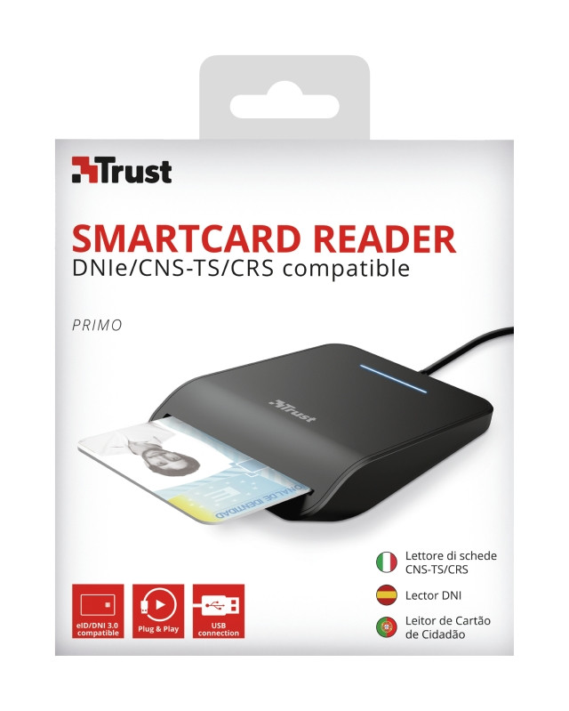 Trust Primo Smartcard Lector de DNI Electronico 3.0 - USB 2.0 - Cable de 1m  