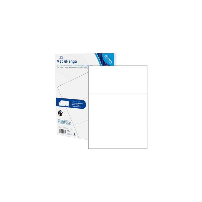 MediaRange Multi-purpose labels, permanent adhesive, 210x99mm, white, 150 labels