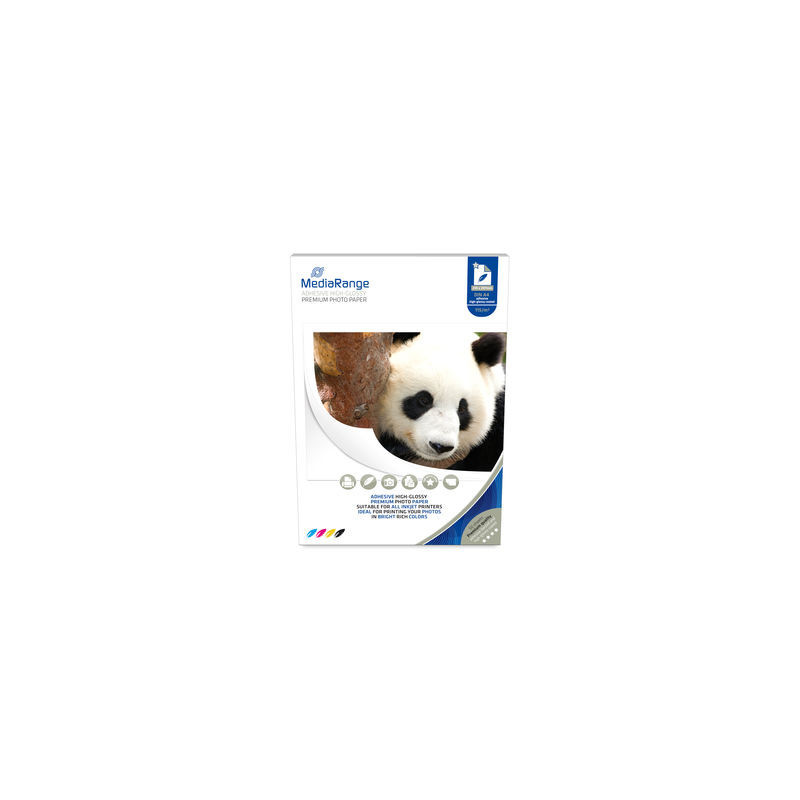 MediaRange 210 x 297mm Papel Foto adhesivo para inkjet printers, Brillante, 115g/m², 50 horas