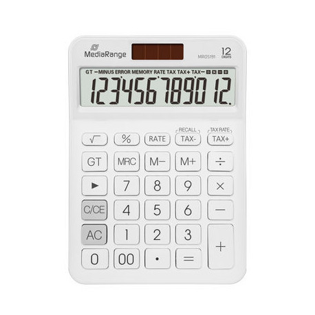 Calculadora con función de impuestos, LCD de 12 dígitos, alimentación solar y de pilas