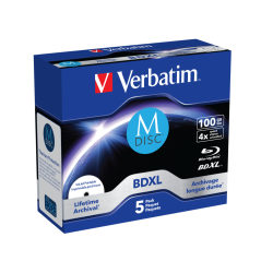 Verbatim M-DISC BD-R XL 100GB 4X INKJET PRINTABLE, Pack 5 Jewelcase