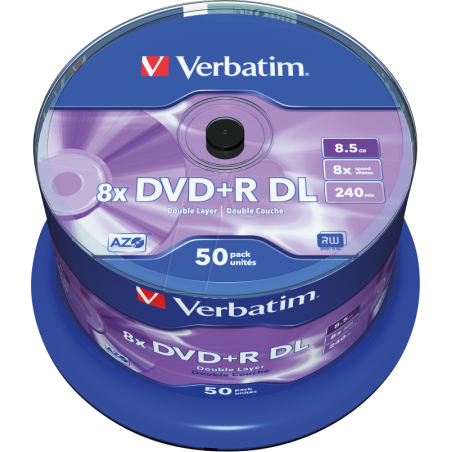 Verbatim DVD+R DOUBLE LAYER 8.5GB 8X MATT SILVER SURFACE Cake 50