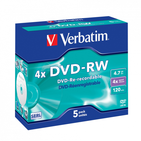 Pack de 10 DVD+RW 4,7 Go 4x VERBATIM à Prix Carrefour
