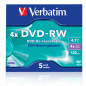 Verbatim DVD-RW SERL 4.7GB 4X MATT SILVER SURFACE Jewelcase Pack 5